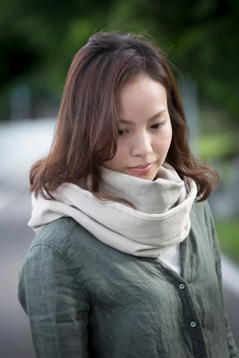 杏色 成人圍脖 微寒冬季厚款 保加利亞純棉紡織布料 / 圍巾