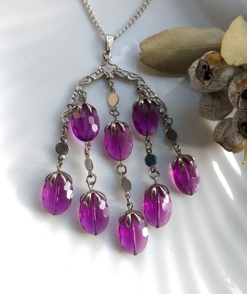 【西洋古董飾品】SARAH COV  Wisteria 項鍊 大墜項鍊