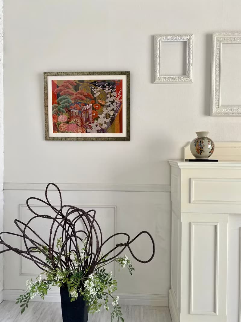 きものアート　vintage 和モダン アートパネル 和風インテリア 梅 プレゼント 結婚祝 新築祝 長寿祝 縁起物 050 made in japan