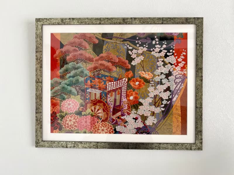 きものアート　vintage 和モダン アートパネル 和風インテリア 梅 プレゼント 結婚祝 新築祝 長寿祝 縁起物 050 made in japan