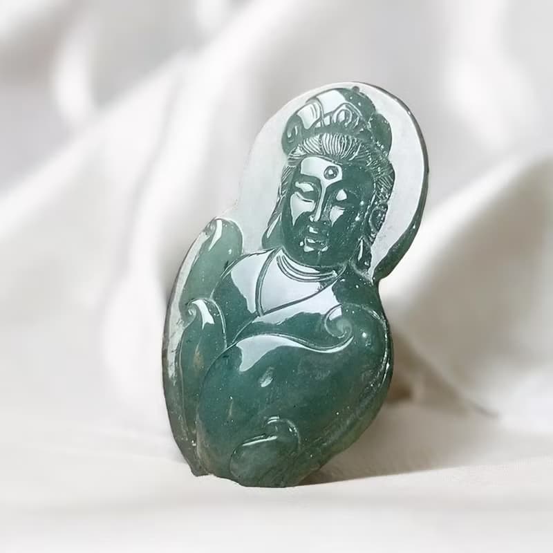 冰油青翡翠觀音菩薩項鍊 | 天然緬甸玉翡翠A貨 | 送禮