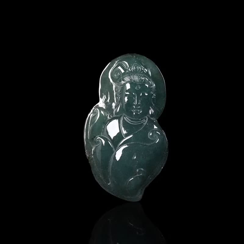 冰油青翡翠觀音菩薩項鍊 | 天然緬甸玉翡翠A貨 | 送禮