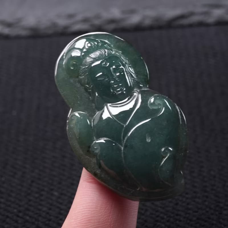 冰油青翡翠觀音菩薩項鍊 | 天然緬甸玉翡翠A貨 | 送禮