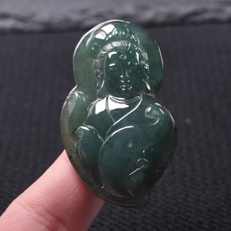 冰油青翡翠觀音菩薩項鍊 | 天然緬甸玉翡翠A貨 | 送禮