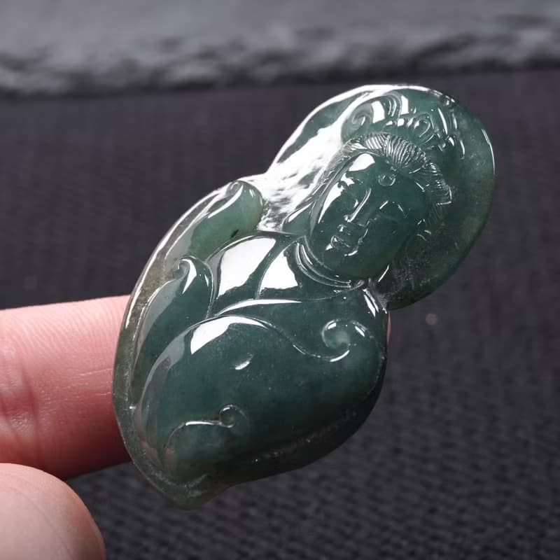 冰油青翡翠觀音菩薩項鍊 | 天然緬甸玉翡翠A貨 | 送禮