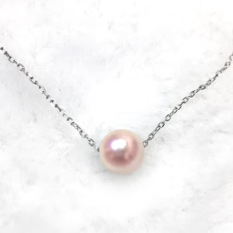 簡約可愛6.5mm日本Akoya 18K白金60cm珍珠項鍊 | 情人節禮物