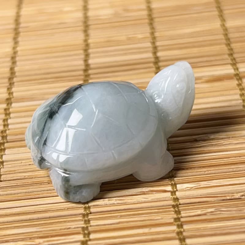 【吉祥‧長壽】飄花翡翠烏龜 | 天然緬甸A貨翡翠 | 送禮