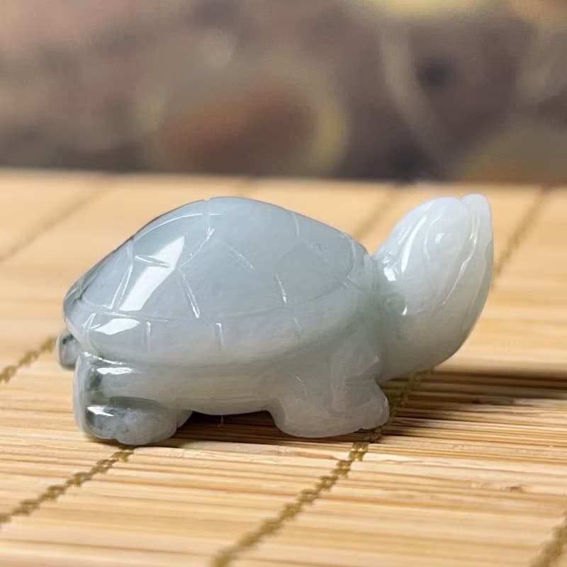 【吉祥‧長壽】飄花翡翠烏龜 | 天然緬甸A貨翡翠 | 送禮