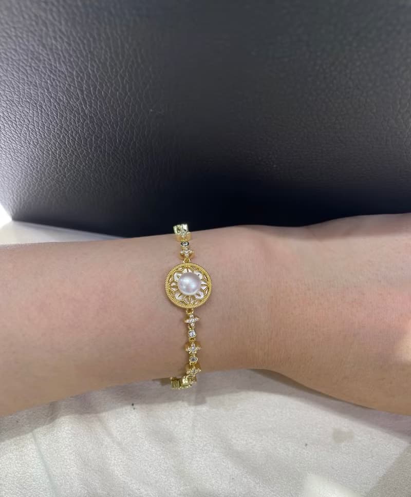 YuanPearl天然極光珍珠義大利式羅盤式設計珍珠手鍊