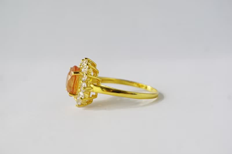 Natural Yellow Sapphire Ring Sterling Silver 925 with Gold Plated.