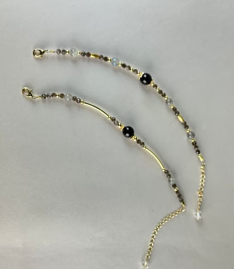 金運石 銀曜石 灰月光天然水晶手鏈/招財 避邪擋煞 防小人