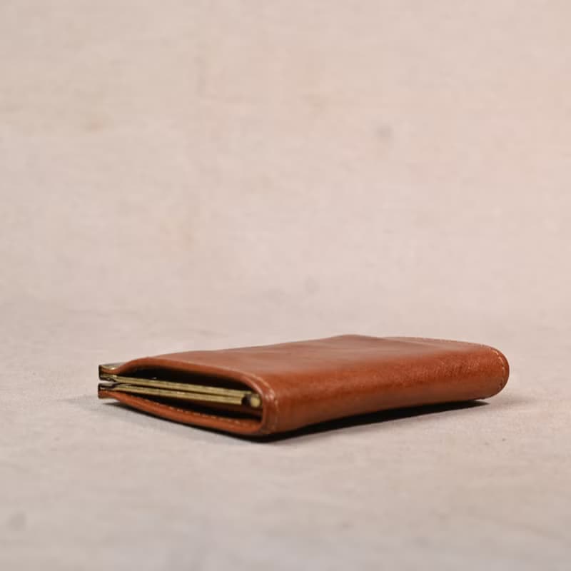 【畢業禮物】免費刻字/歐洲植揉牛皮/口金名片夾/手作錢包-茶色