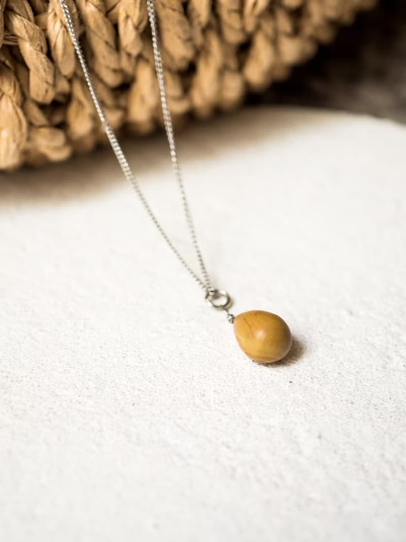 Yellow Jasper Teardrop Necklace, 925 Silver, Sagittarius gemstone, Virgo gift
