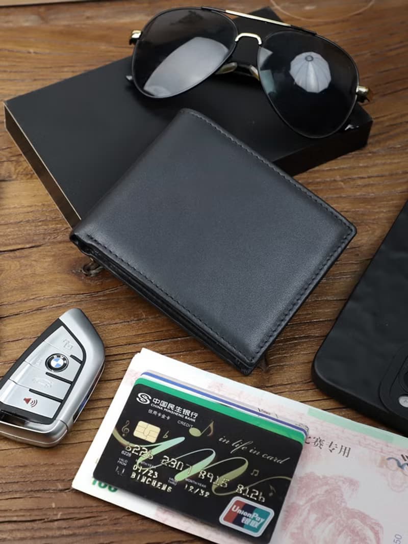 真皮短錢包皮夾 橫款錢包短夾 商務簡約