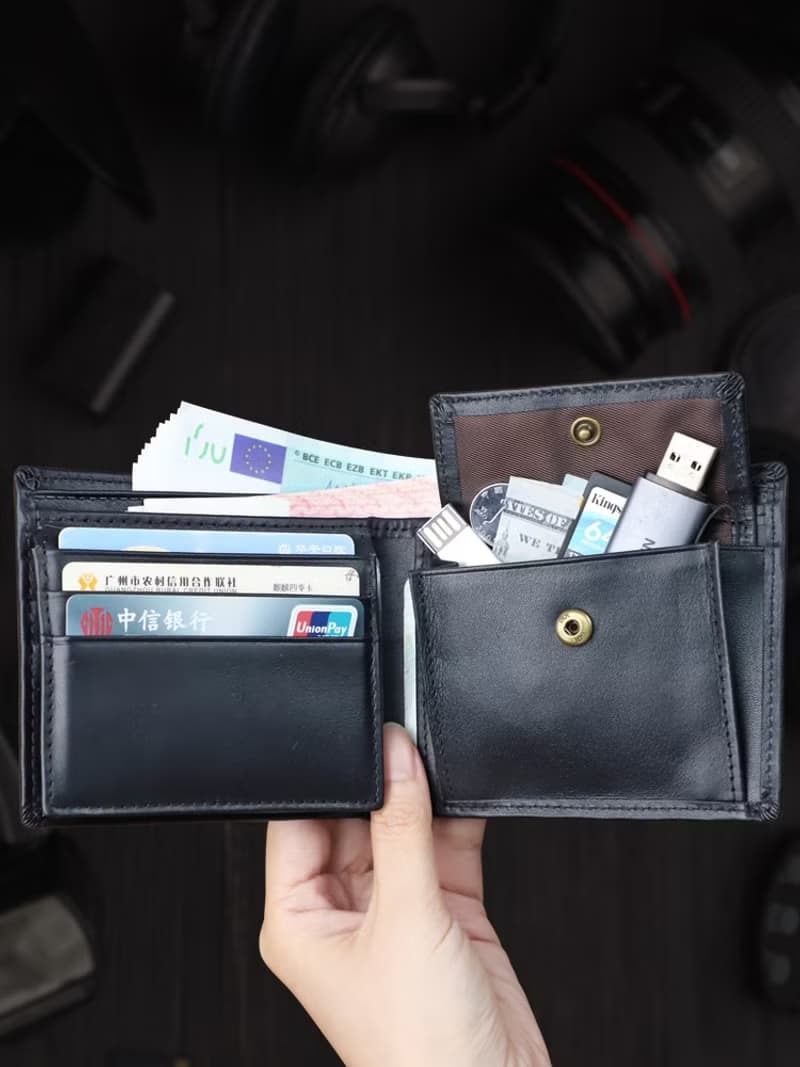 真皮短錢包皮夾 橫款錢包短夾 商務簡約