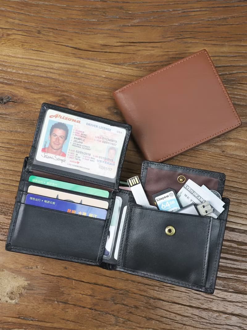 真皮短錢包皮夾 橫款錢包短夾 商務簡約