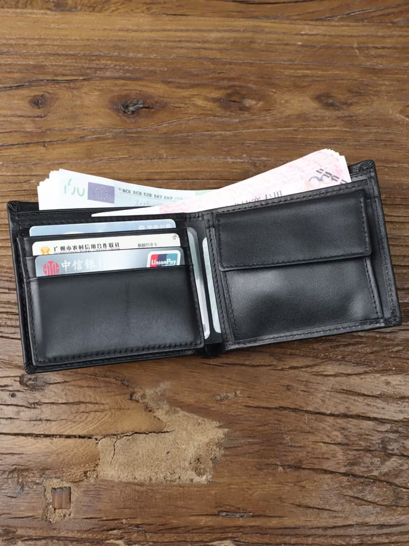 真皮短錢包皮夾 橫款錢包短夾 商務簡約
