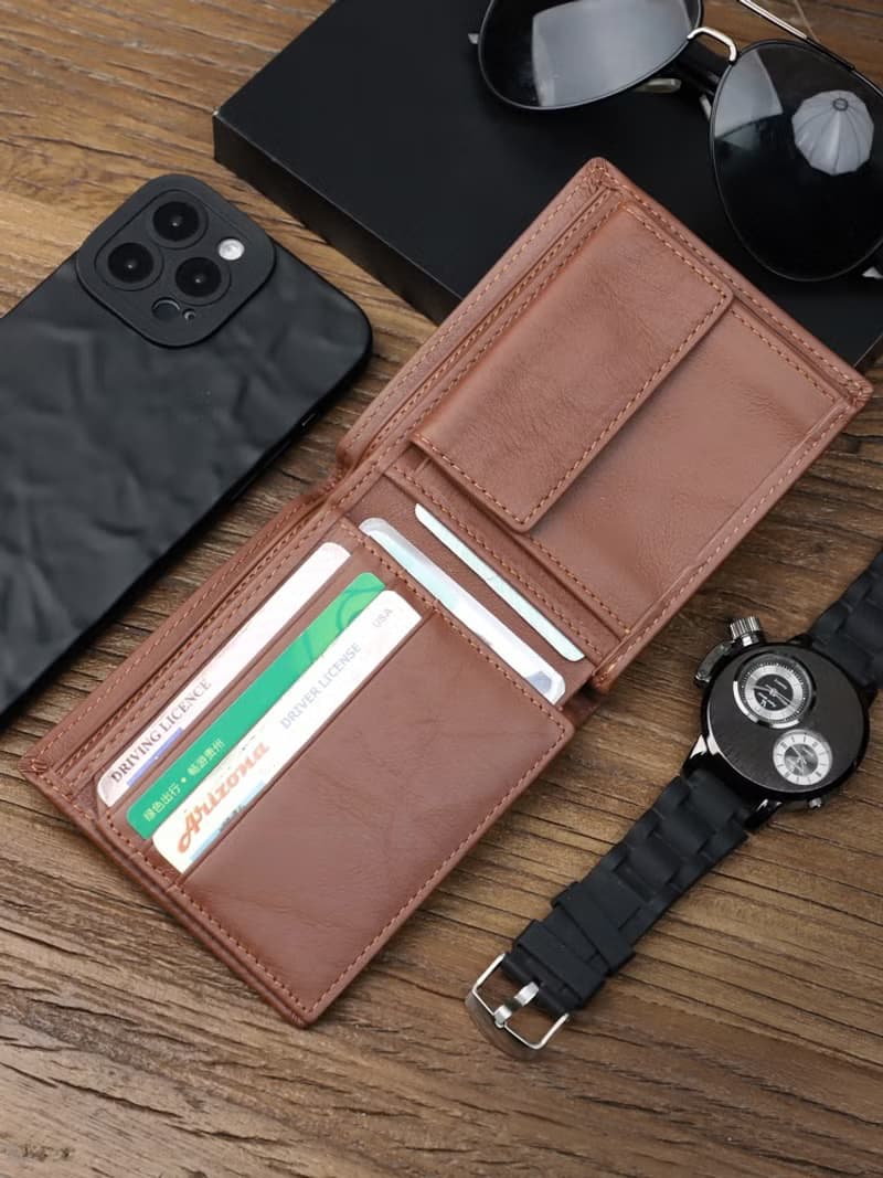 真皮短錢包皮夾 橫款錢包短夾 商務簡約