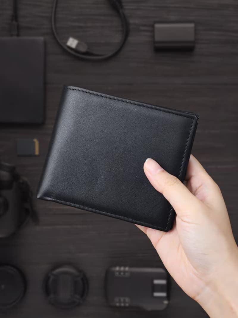 真皮短錢包皮夾 橫款錢包短夾 商務簡約