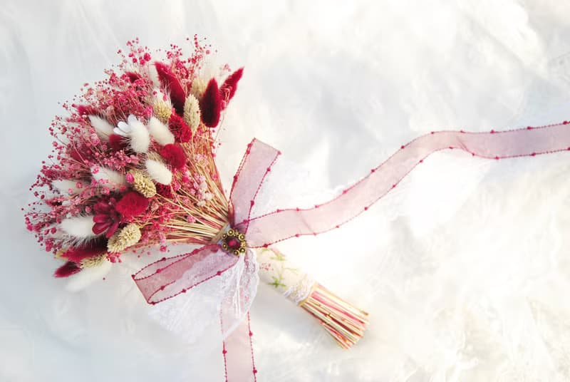 乾燥捧花-紅色滿天星兔兔 告白花束 求婚捧花