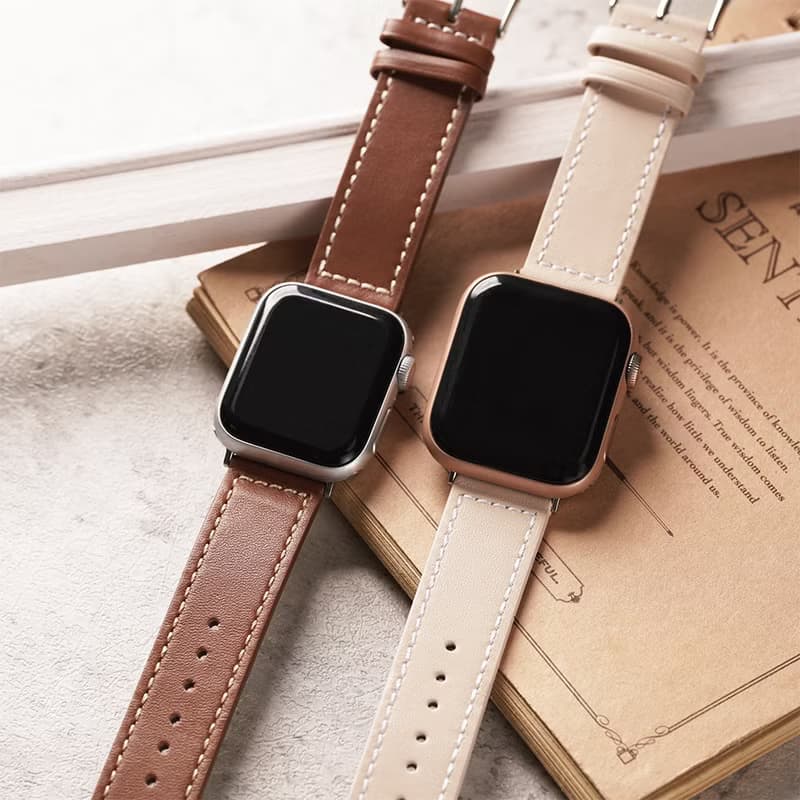 Apple watch - 【早春限定色】車線真皮蘋果錶帶