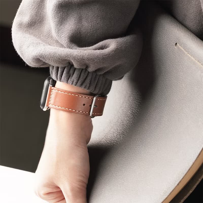 Apple watch - 【早春限定色】車線真皮蘋果錶帶