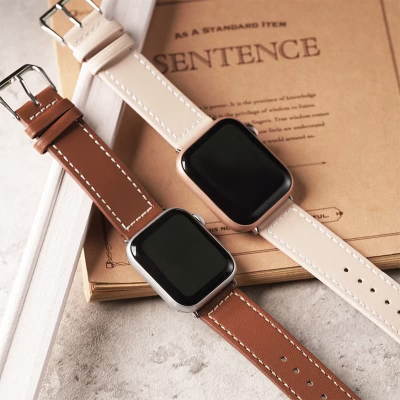 Apple watch - 【早春限定色】車線真皮蘋果錶帶