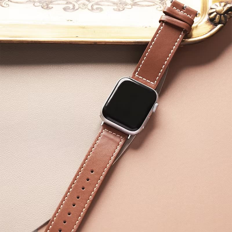 Apple watch - 【早春限定色】車線真皮蘋果錶帶