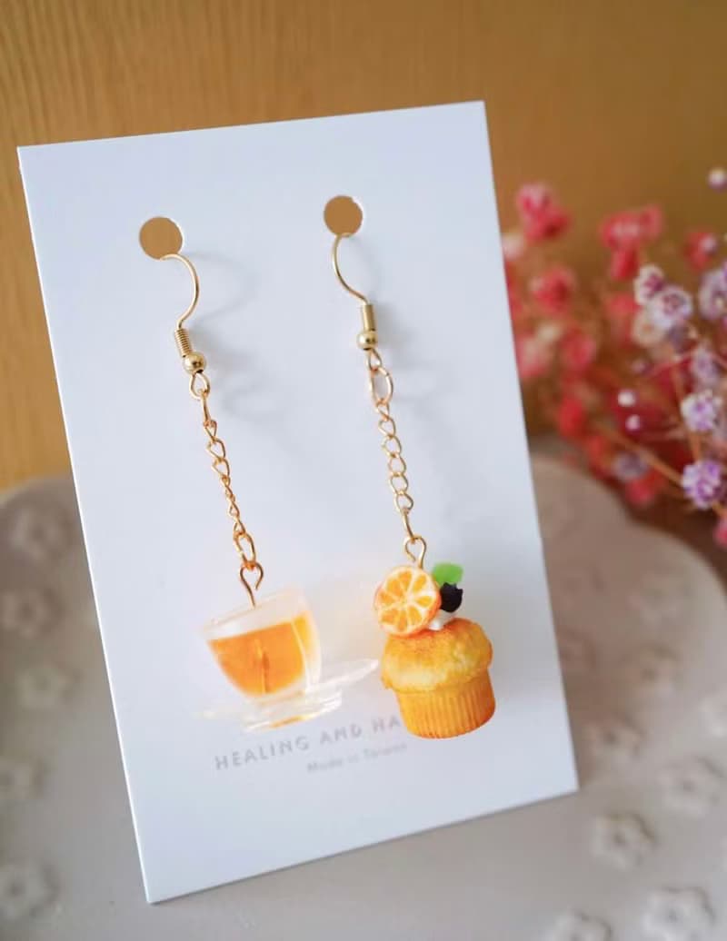 甜點水果垂墜耳環|手工黏土飾品|仿真下午茶可愛配件