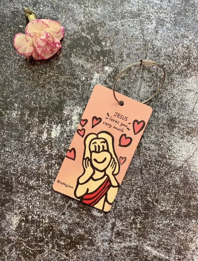 JESUS LOVE YOU 鑰匙圈 背包吊飾 行李吊牌 飾品 原木材質 不鏽鋼