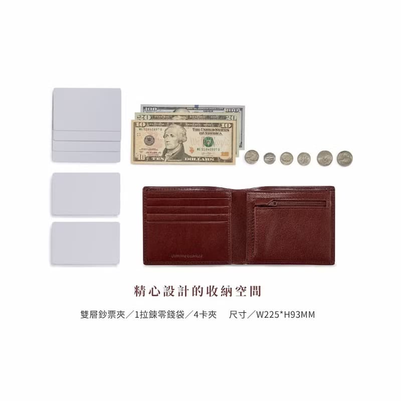 24H出貨 Crocodile 男生短夾/真皮皮夾 植鞣革 4卡拉鍊 送禮推薦