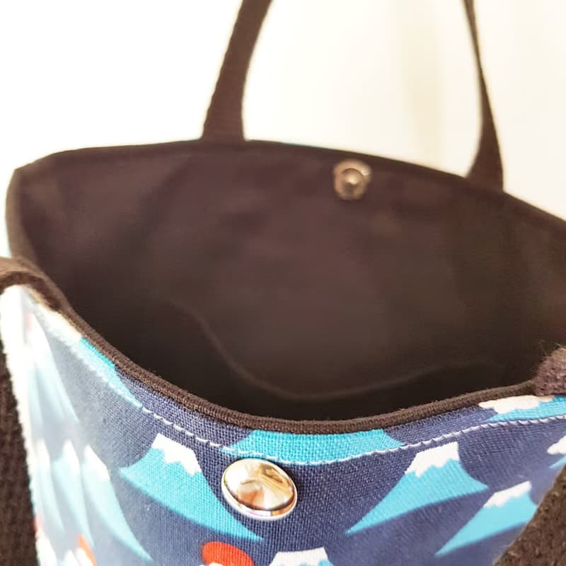 【富士山-藍】出門隨手袋!! 雙杯飲料沒問題!! 托特包 手提袋