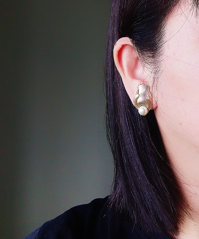 Vintage Jewelry 西洋古董飾品 TRIFARI 花卉 氣質 夾式耳環