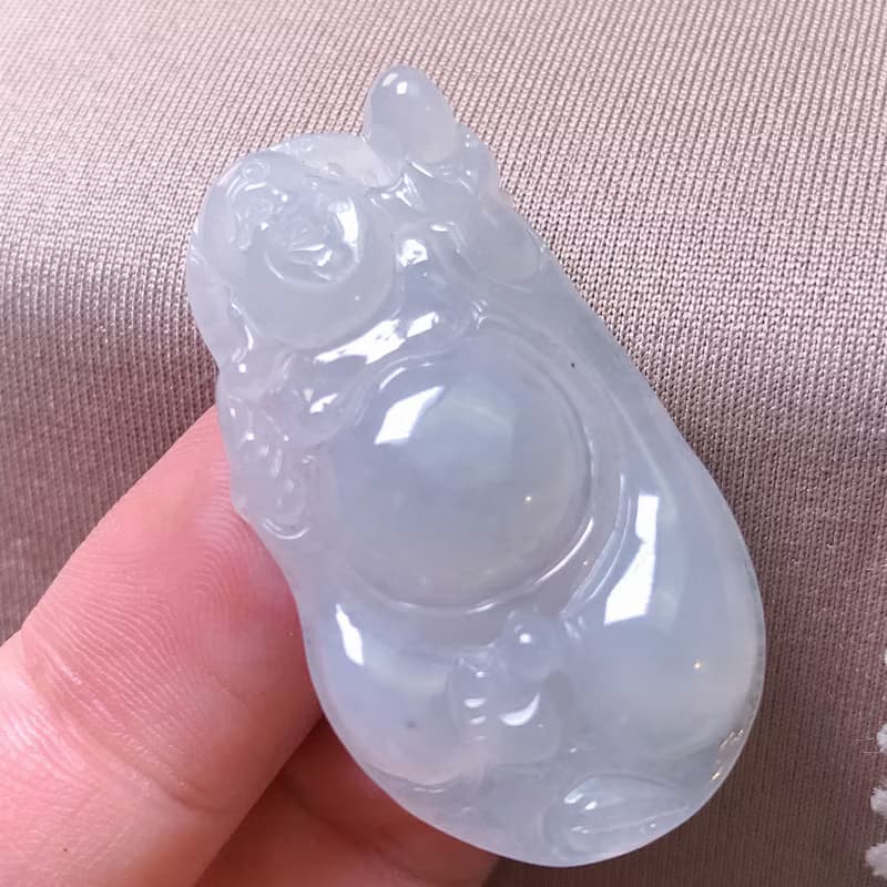 冰種翡翠布袋彌勒佛項鍊 | 天然緬甸玉A貨翡翠 | 送禮