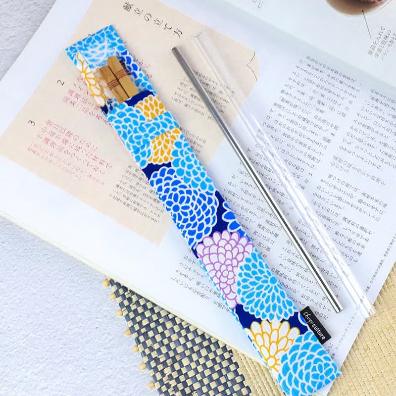 Chuyu 花布輕便吸管套/旅行餐具收納袋/不鏽鋼環保吸管收納袋23CM