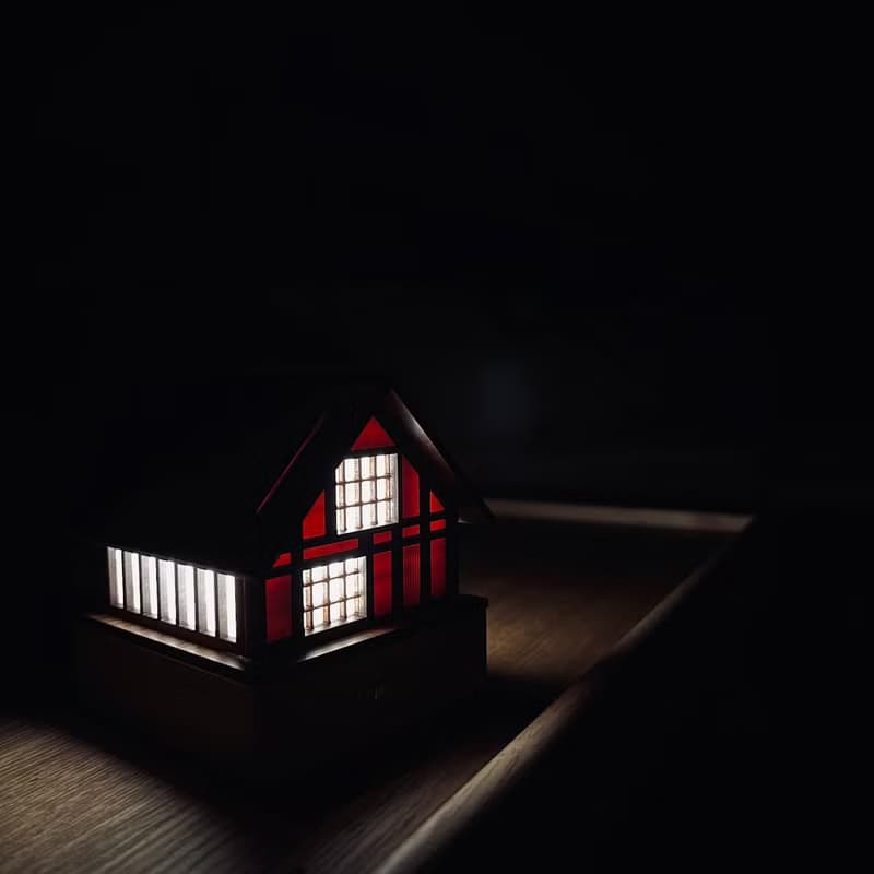 【木屋小夜燈-和田二】床頭燈/桌面擺件/合掌村/原創設計/USB/LED