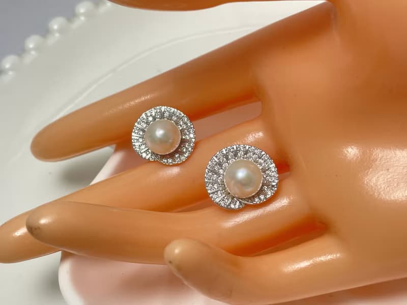 天然淡水珍珠 純銀耳釘 古典主義 重工 耳環 耳飾