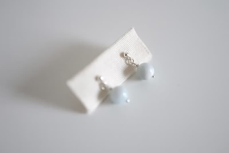 月白海藍寳純銀耳環　可改耳夾