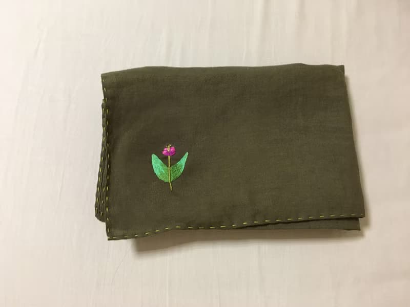 棉麻圍巾 深橄欖綠