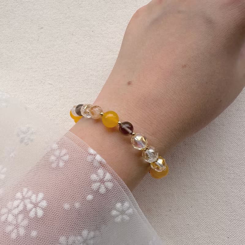 蜂蜜泡泡 / 瑪瑙手鍊 茶晶 黃瑪瑙 黃阿賽 水晶手鍊