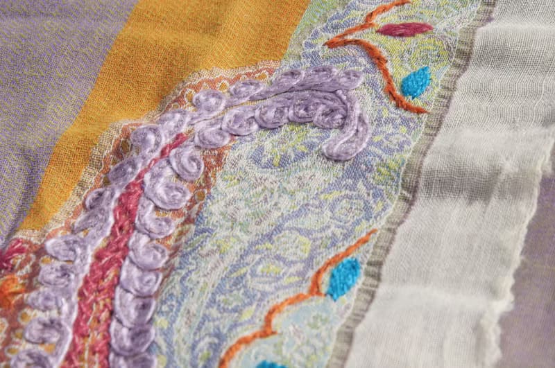 手織圍巾 刺繡羊毛披肩/針織圍巾/刺繡圍巾/羊絨披巾/喀什米爾Cashmere 聖誕節禮物 交換禮物 母親節 父親節-花