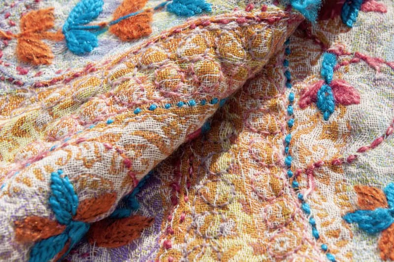 手織圍巾 刺繡羊毛披肩/針織圍巾/刺繡圍巾/羊絨披巾/喀什米爾Cashmere 聖誕節禮物 交換禮物 母親節 父親節-花
