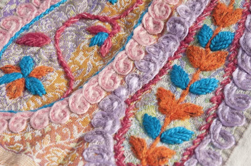 手織圍巾 刺繡羊毛披肩/針織圍巾/刺繡圍巾/羊絨披巾/喀什米爾Cashmere 聖誕節禮物 交換禮物 母親節 父親節-花
