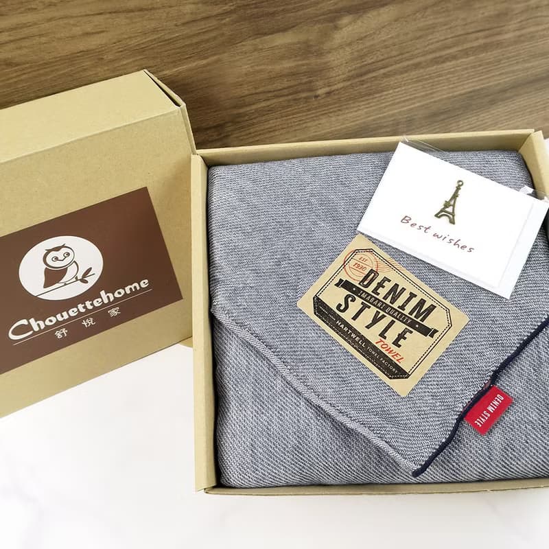 牛仔風毛巾禮盒|今治浴巾.手帕二入組|附祝福小卡|父親節禮盒
