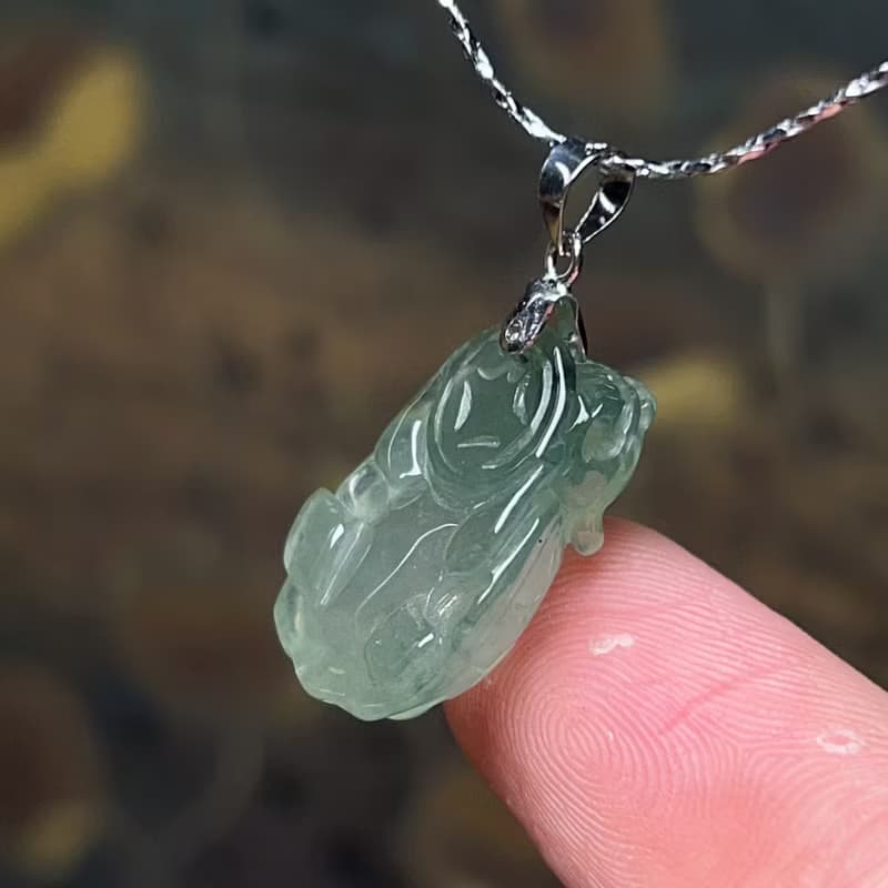 【吉祥‧長壽】冰種翡翠龍龜項鍊 14K金  | 天然緬甸玉A貨翡翠 |