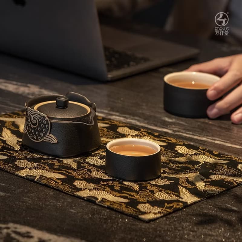 萬仟堂旅行茶具快客杯一壺二杯戶外隨身便攜式茶具送龍行天下