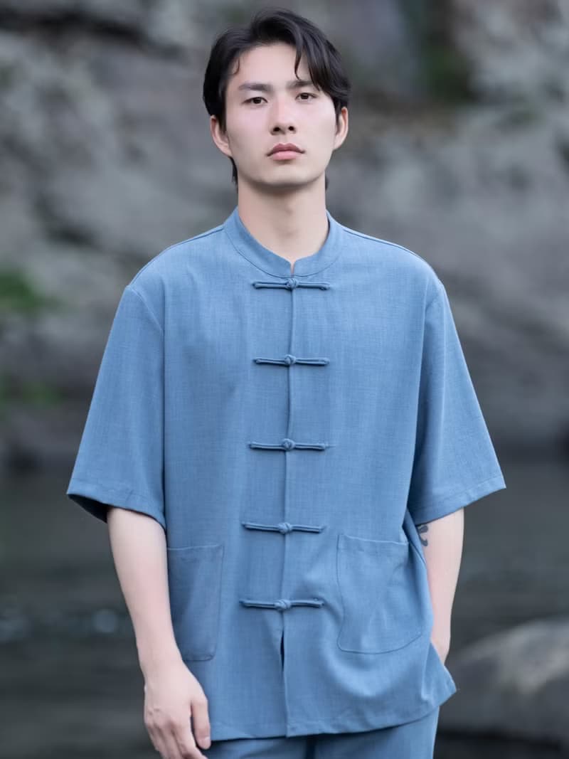 新中式復古 盤扣短袖唐裝上衣 長褲套裝