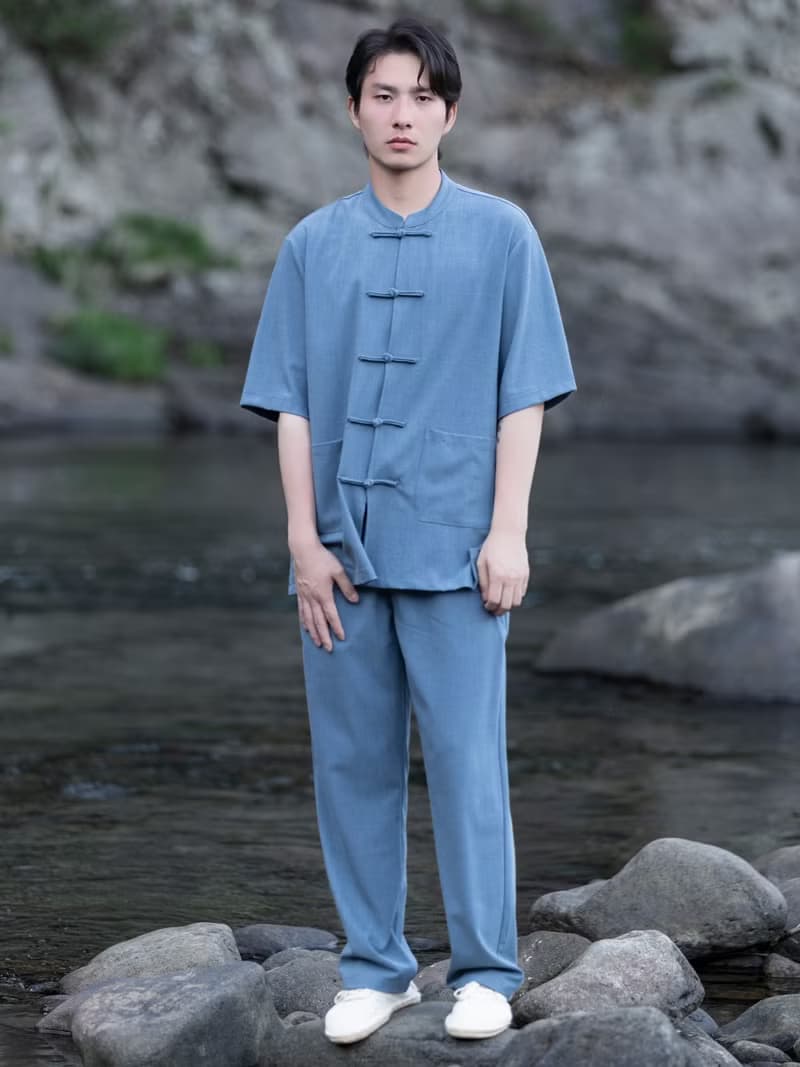 新中式復古 盤扣短袖唐裝上衣 長褲套裝