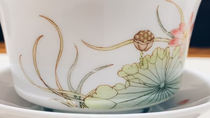 不言美器 釉中彩 川碗 蓋杯