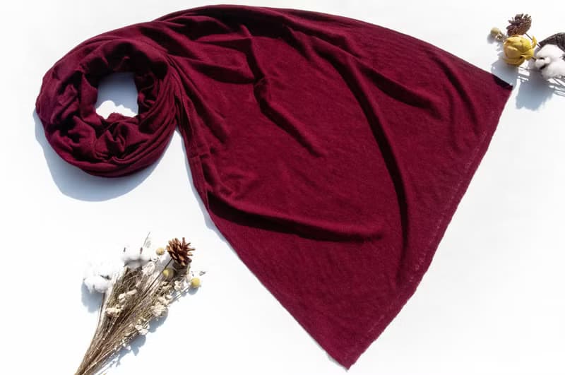 喀什米爾Cashmere/羊絨圍巾/純羊毛圍巾披巾/戒指絨披肩-深紅藏紅
